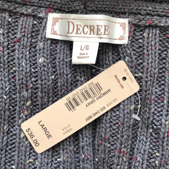 NWT Decree Womens  Shrug Sweater Large Gray - Picture 6 of 6
